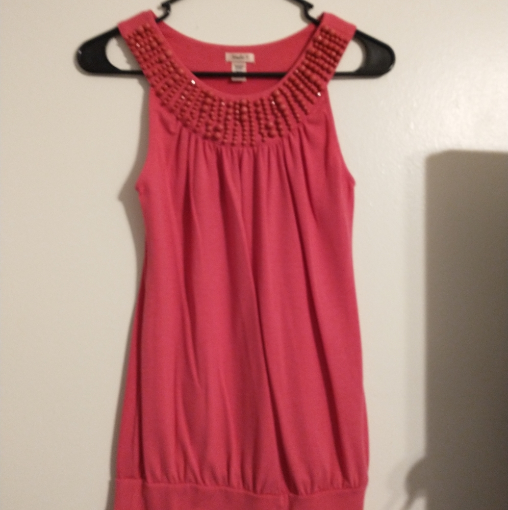 Pink Top With Beaded Neckline
